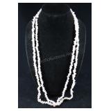 Pair Of Rose Quartz Chip Strand Beads, Approx. 36"