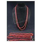 Red Coral Round Bead Strands