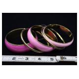 Enameled Brass Bangles, Pink