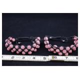 Pair Of Braided Pink Rhinestone Bracelets
