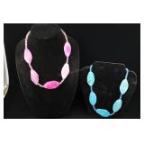 Pair Of Beaded Necklaces, Pink And Blue