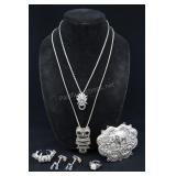 Assorted Lot-elephant Pendant, Owl Necklace, Long