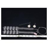 Stainless Steel Earrings And Bracelet, And Pieces