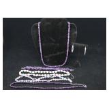 Amethyst Hoop Earrings And Beaded Necklaces