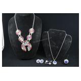 Stainless Steel Lapis Lazuli Ring, Earrings And Pe