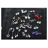 Large Assortment Of Gemstone Stud Earrings, Sterli