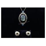 Gold Over Sterling Silver Aquamarine And Grey Lab