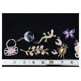 Rhinestone Pins And Pendants- Keychain, Seahorse,