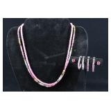 Sterling Silver & Rhodolite & Kunzite Hoop Earring