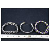 Black And Silver Link Bracelet And Black Crystal B