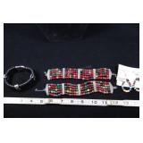 Pair Of Beaded Bracelets, Earrings, And Leather St