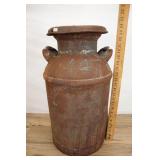 Large Antique Milk Can, Galvanized Steel With Lid