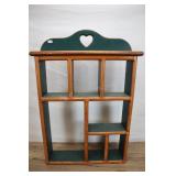 Wooden Display Shelf, Painted Green With Heart Cut