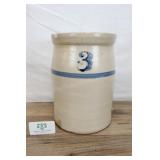 Large Stoneware No. 3 Butter Crock, Blue Glaze App