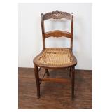 Wooden Cain Seat Dining Chair With Floral Leaf Car