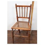 Vintage Wooden Cain Seat Dining Chair With Spindle