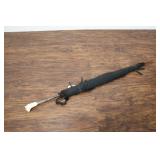 Antique Victorian Black Umbrella With Sterling Sil