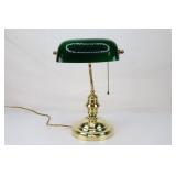 Deco Brass Library Desk Lamp, Bank Lamp With Green