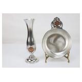 Kirk Stiff Vintage Pewter Porringer And Bud Vase,