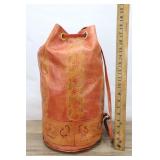 Leather Stuff Sack With Intricate Tooled Floral De