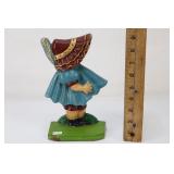 Cast Iron Vintage Hubley Door Stop Girl With Sunbo