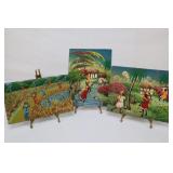 Hand Painted African Art, Women Gathering Water An