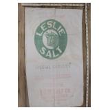 Vintage Leslie Salt Co Cotton Sack, Green Cow Grap