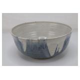 Blue & White Glazed Stoneware Bowl, Ribbed Sides S