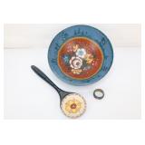 Blue Rosemaling Set- Wooden Bowl, Spoon And Napkin