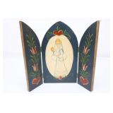 Wooden Rosemaling Screen, Opens And Closes With  M