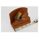 Country Rooster Painted Wooden Napkin Holder, Wood
