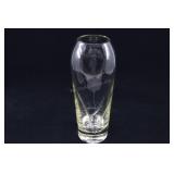 Mid-century Etched Glass Vase With Single Flower,
