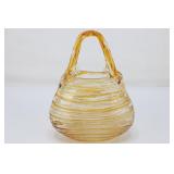 Art Glass Purse Vase, Caramel Candy Stripe, Approx