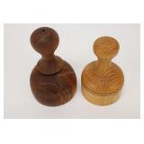 Pair Of Vintage Wooden Biscuit Cookie Cutters, One