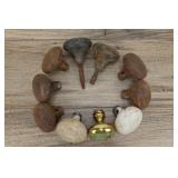 10 Vintage Door Knobs, Steel And Brass.