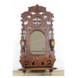 Antique Carved Shaving Mirror, Two Candle, Shelf A