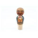 Vintage Anri Carved Bottle Stopper Bald Head Glass