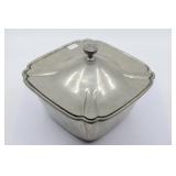 Lidded Pewter Serving Dish With Lid And Cut-scallo