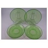 Federal Glass Co. Green Uranium Glass Saucers, Set