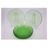 Green Uranium Glass Saucers, Set Of 6