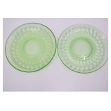 Green Uranium Glass Saucers, Set Of 2