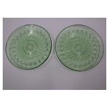 Green Uranium Glass Saucers, Set Of 2
