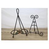 Pair Of Black Metal Display Stands, Book Stands