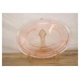 Pink Depression Glass Oval Platter, 12.75"