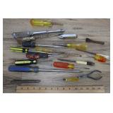 Assorted Screw Drivers, Drill, And Misc.