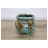 Flower Pot With Two Frogs. Majolica Style 3 1/2"