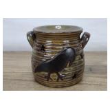 Ceramic Oil Burner, Black Bird And Stars