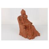 Seated Woman And Child Sculpture, Signed