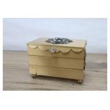 Art Deco Jewelry Box, Gold Tone,