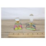 Pair Of Crystal Prism Perfume Bottles,